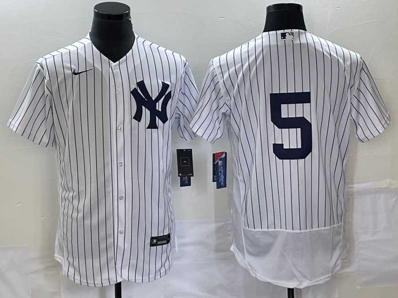 Men%27s New York Yankees #5 Joe DiMaggio White Flex Base Stitched Baseball Jersey
